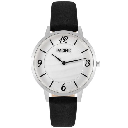 Srebrny damski zegarek z czarnym paskiem PACIFIC X6179-06