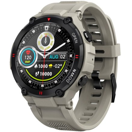 Beżowy smartwatch męski z funkcją rozmowy Rubicon SMARNB086SMASMA086
