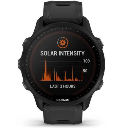 Czarny zegarek do biegania Garmin Forerunner 955 Solar 010-02638-20 + 3 SZT. SZKŁO OCHRONNE