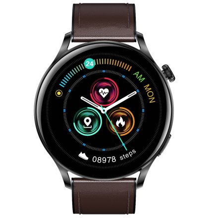 Smartwatch Garett Men Elegance ciemny brąz skórzany + pasek 5904238483718