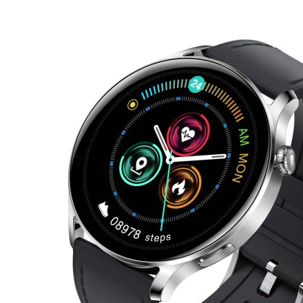Smartwatch Garett Men Elegance czarny skórzany + pasek 5904238483732