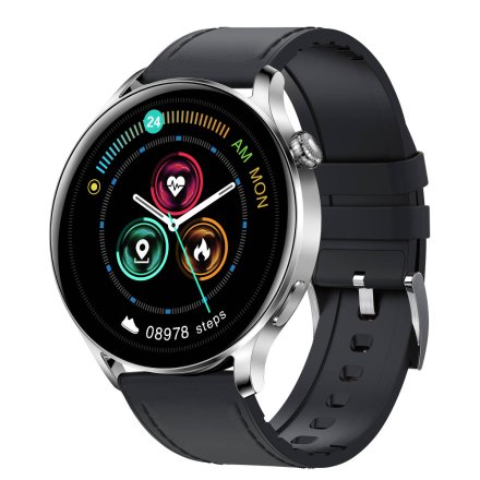 Smartwatch Garett Men Elegance czarny skórzany + pasek 5904238483732