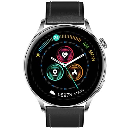Smartwatch Garett Men Elegance czarny skórzany + pasek 5904238483732