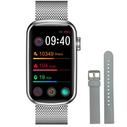 Smartwatch Garett Wave srebrny stalowy + pasek 5904238483701