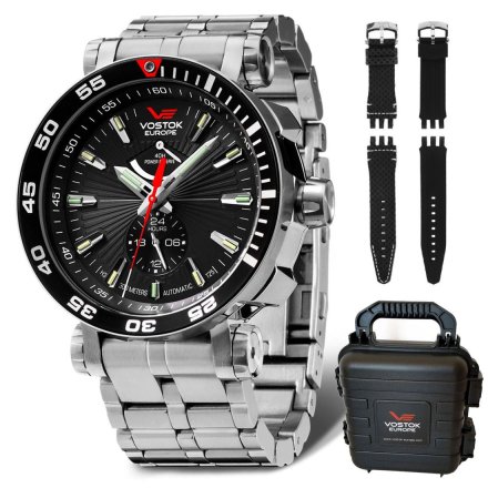Zegarek Vostok Europe Energia z bransoletką YN84-575A538B czarno-srebrny