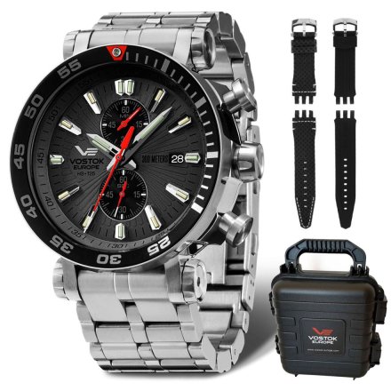 Zegarek Vostok Europe Energia z bransoletką VK61-575A588B czarno-srebrny