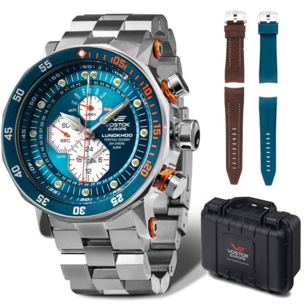 Zegarek Vostok Europe Lunokhod-2 z bransoletką srebrny YM86-620A636B