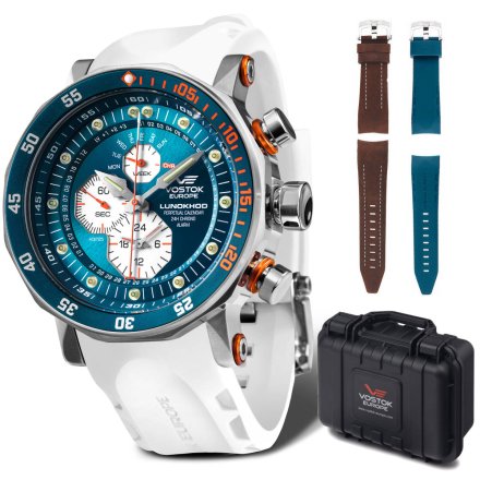 Zegarek Vostok Europe Lunokhod-2 Multi z białym paskiem YM86-620A636W