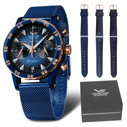 Zegarek damski Vostok Europe Undine z bransoletką niebieski VK64-515E628B