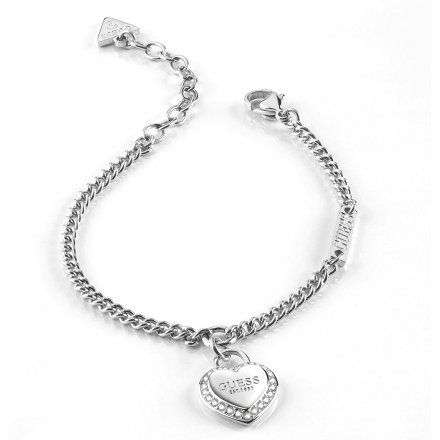 Biżuteria Guess srebrna damska bransoletka z sercem JUBB01422JW-RH-S