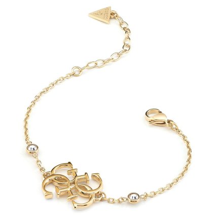 Biżuteria Guess złota damska bransoletka z logo JUBB01475JW-YG-S