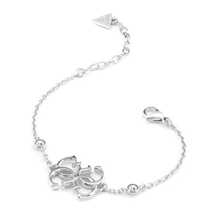 Biżuteria Guess srebrna damska bransoletka z logo JUBB01475JW-RH-L