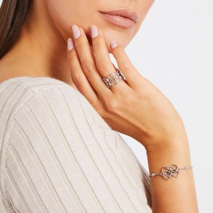 Srebrna bransoletka Guess z ozdobnym logo GUESS 4G STATUS JUBB01475JW (L)
