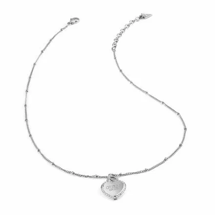 Srebrny naszyjnik Guess serduszko z kryształami GUESS FINE HEART JUBN01420JW