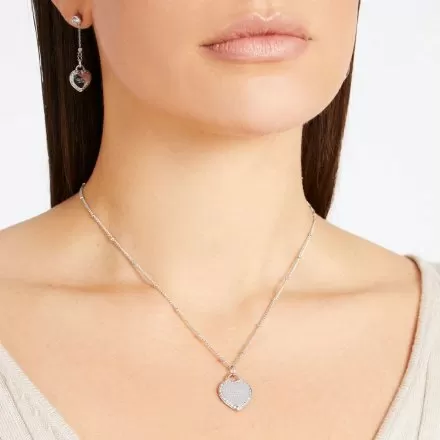 Srebrny naszyjnik Guess serduszko z kryształami GUESS FINE HEART JUBN01420JW