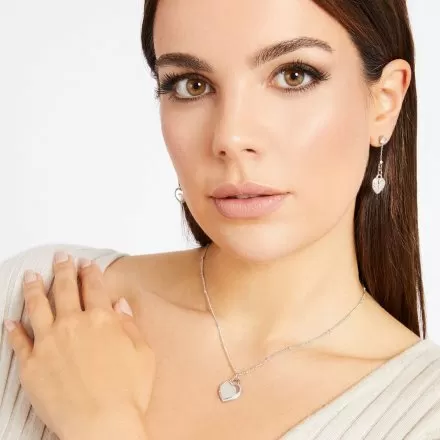 Srebrny naszyjnik Guess serduszko z kryształami GUESS FINE HEART JUBN01420JW