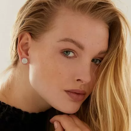 Srebrne monety kolczyki GUESS MOON PHASES z księżycem JUBE01195JW-RH