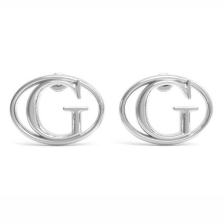 Biżuteria Guess kolczyki srebrne logo JUBE01041JW-RH