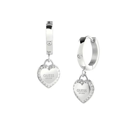 Srebrne kolczyki Guess wiszące serca GUESS FINE HEART JUBE01426JW