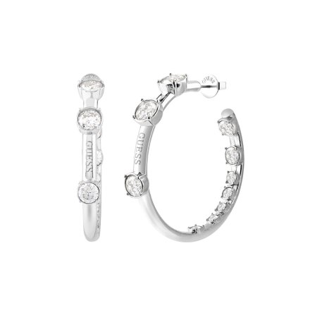 Biżuteria Guess kolczyki srebrne koła z kryształkami JUBE01405JW-RH