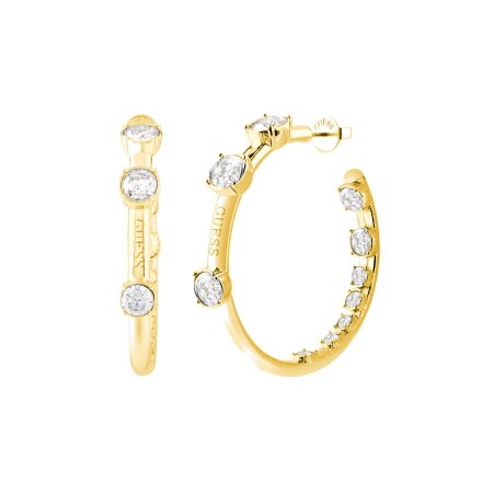 Biżuteria Guess kolczyki złote koła z kryształkami JUBE01405JW-YG