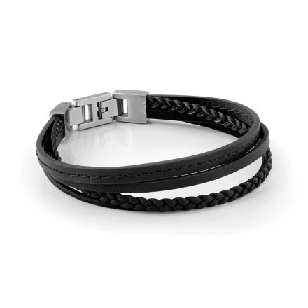 Męska bransoletka skórzana GUESS MALIBU czarne rzemienie JUMB01345-JW