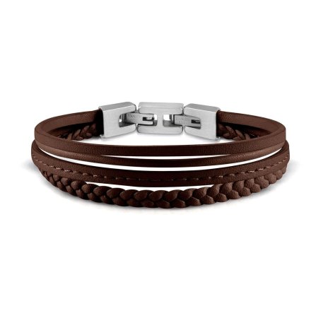 Biżuteria Guess męska bransoletka skórzana brązowe rzemienie JUMB01345-JW