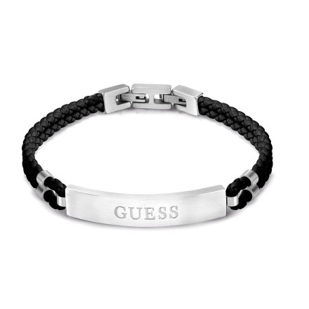 Biżuteria Guess męska bransoletka skórzana czarne rzemienie JUMB01346JW-JW