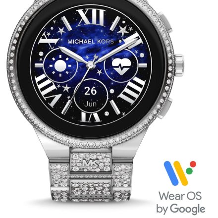 Srebrny smartwatch Michael Kors z kryształkami 6 GEN MKT5148 Camille