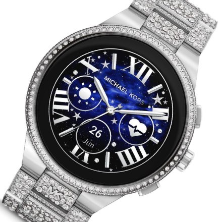 Srebrny smartwatch Michael Kors z kryształkami 6 GEN MKT5148 Camille