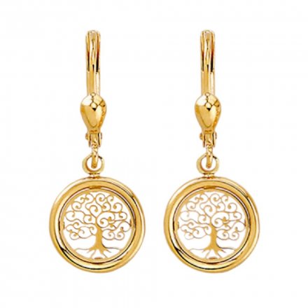 Biżuteria SAXO Kolczyki Złote drzewka szczęścia w kole 7-17-K00701-2-2.26