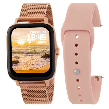 Złoty smartwatch Marea B57012-3 + różowy pasek ROZMOWY