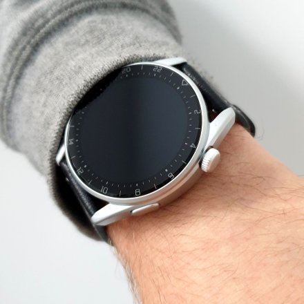 Srebrny smartwatch na bransolecie męski Rubicon RNCE78 + czarny pasek SMARUB108