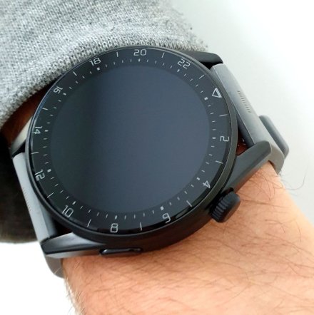 Czarny smartwatch na pasku męski Rubicon RNCE78 + szary pasek SMARUB111