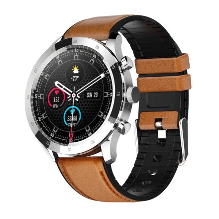 Smartwatch Colmi SKY 5 PLUS srebrny z brązowym paskiem z ciśnieniomierzem