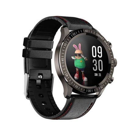 Smartwatch Colmi SKY 5 PLUS czarny ze skórzanym paskiem z ciśnieniomierzem