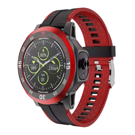 Czarno-czerwony smartwatch Rubicon + słuchawki RNCE85 SMARUB143