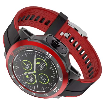 Czarno-czerwony smartwatch Rubicon + słuchawki RNCE85 SMARUB143