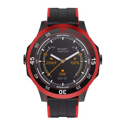 Czarno-czerwony smartwatch Rubicon + słuchawki RNCE85 SMARUB143