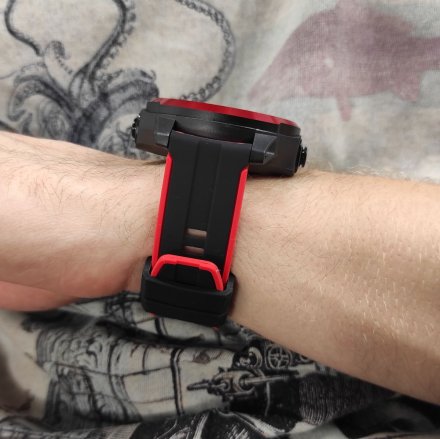 Czarno-czerwony smartwatch Rubicon + słuchawki RNCE85 SMARUB143