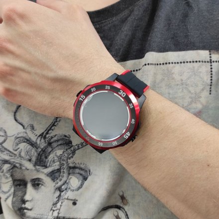 Czarno-czerwony smartwatch Rubicon + słuchawki RNCE85 SMARUB143