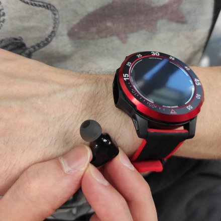 Czarno-czerwony smartwatch Rubicon + słuchawki RNCE85 SMARUB143
