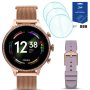Smartwatch damski Fossil FTW6080B + fioletowy pasek + 3 szt szkło ochronne