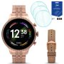 Smartwatch damski Fossil FTW6077 + brązowy pasek + 3 szt szkło ochronne