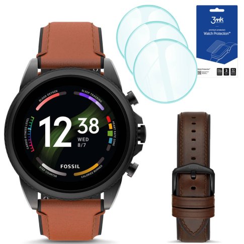 Smartwatch m ski Fossil FTW4062 br zowy pasek 3 szt szk o