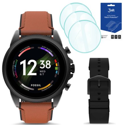 Smartwatch męski Fossil FTW4062 + czarny pasek + 3 szt szkło ochronne