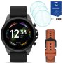 Smartwatch męski Fossil FTW4061 + jasnobrązowy pasek + 3 szt szkło ochronne