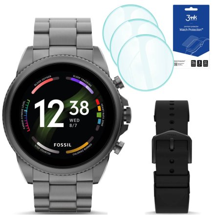 Smartwatch męski Fossil FTW4059 + czarny pasek + 3 szt szkło ochronne