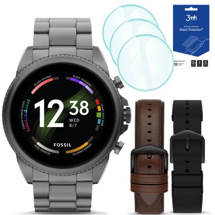 Smartwatch męski Fossil FTW4059 + DWA paski + 3 szt szkło ochronne