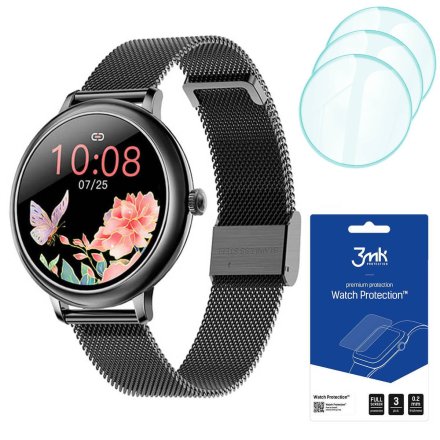 Smartwatch Garett Lady Julia czarny + 3 szkła na ekran ZESTAW 5904238480724